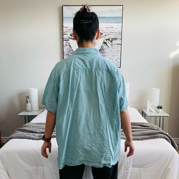 Columbia Teal Men's Short Sleeve Button Shirt (XXL) - Picture 7 of 14